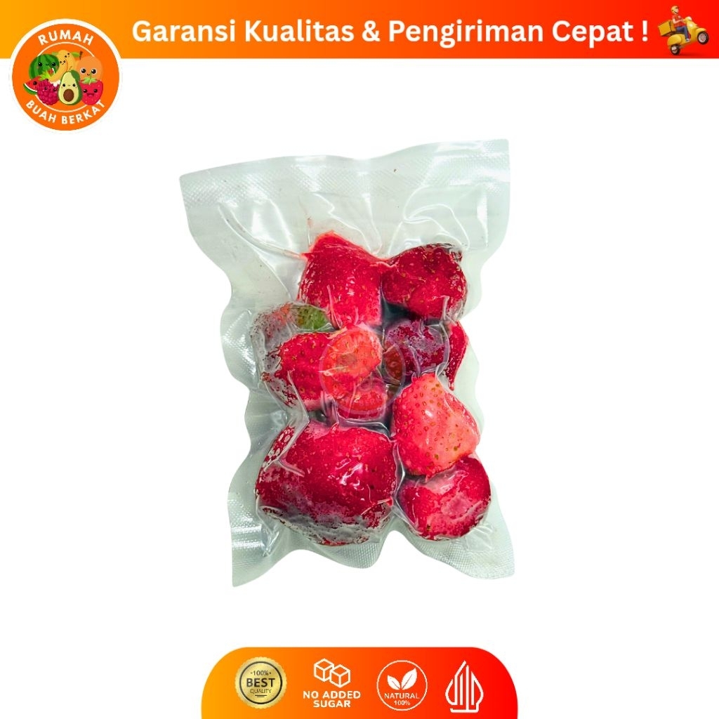 

Buah Strawberry Grade A Frozen / Strawberry Beku Premium / Stroberi Frozen Super Kemasan 100 gram