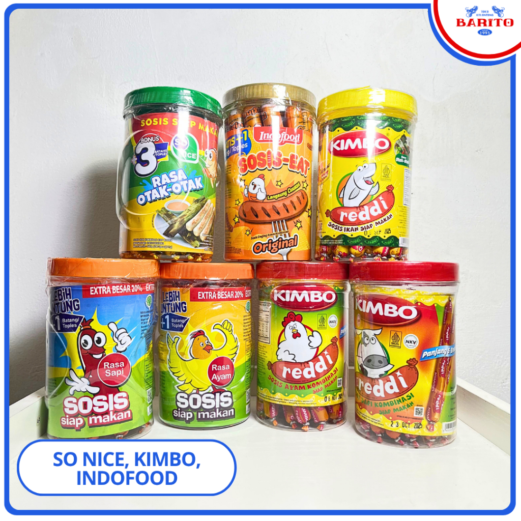 Sosis SO NICE, KIMBO Toples rasa Ayam, Sapi, Otak otak
