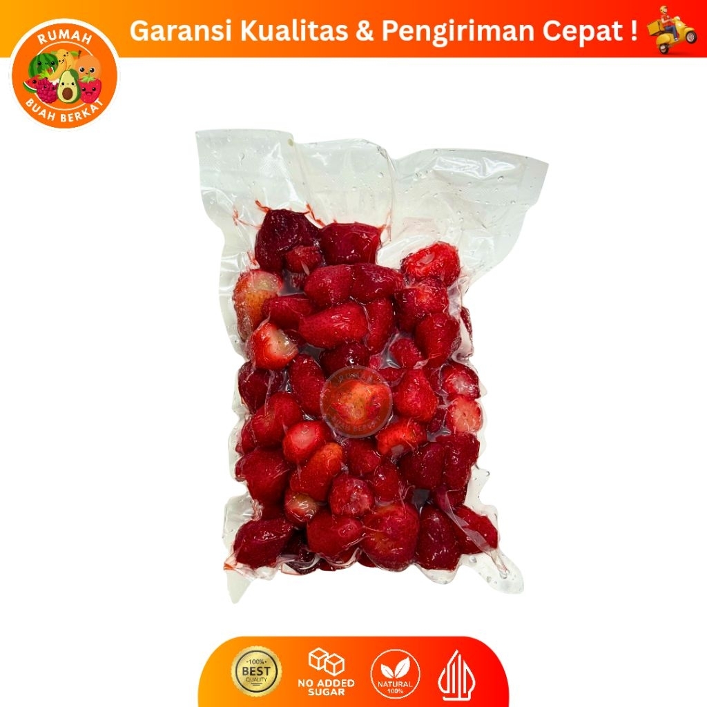 

Buah Strawberry Grade A Frozen / Strawberry Beku Premium / Stroberi Frozen Super Kemasan 1 Kg
