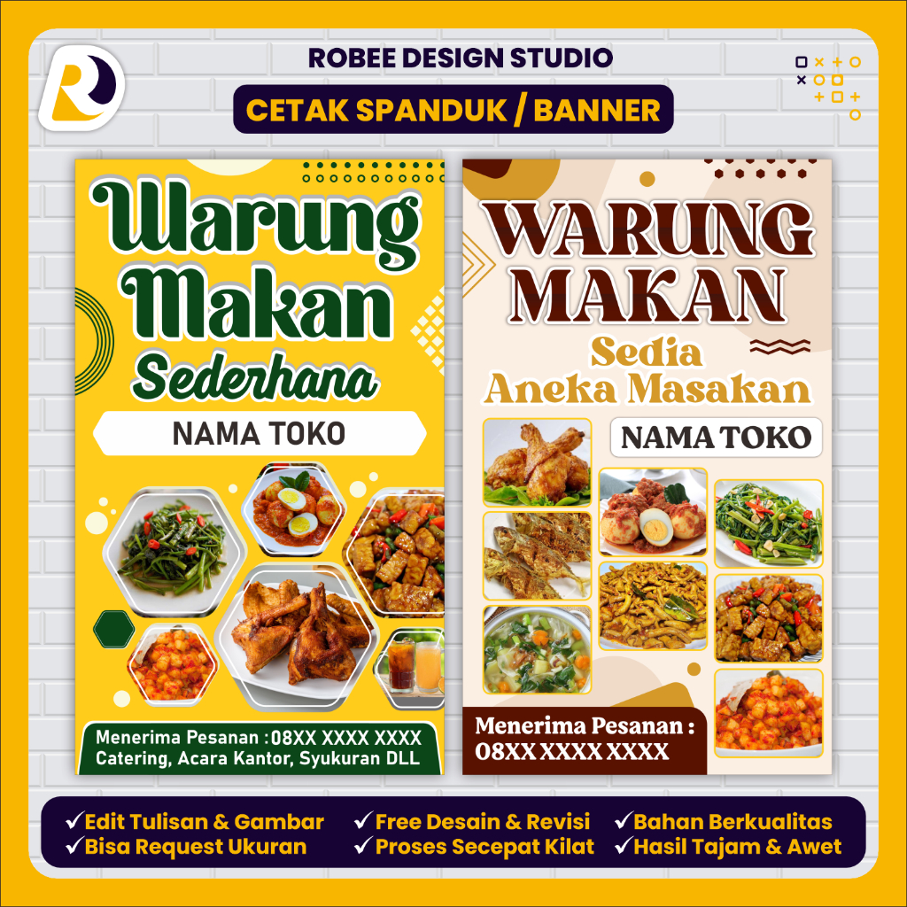 Spanduk Banner Warung Makan / Warung Nasi Masakan / Warteg Stand Berdiri