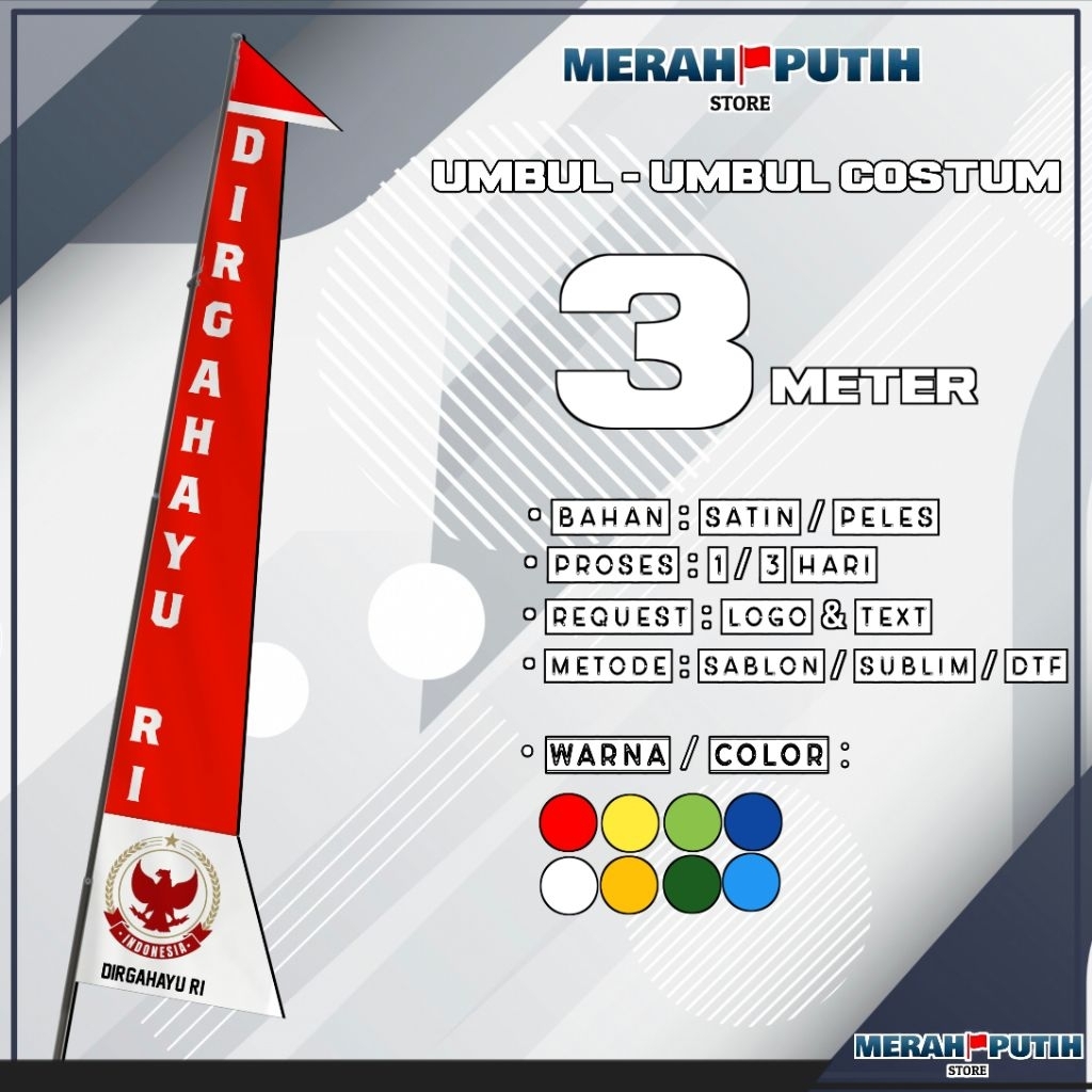 BENDERA UMBUL - UMBUL 3 METER COSTUME