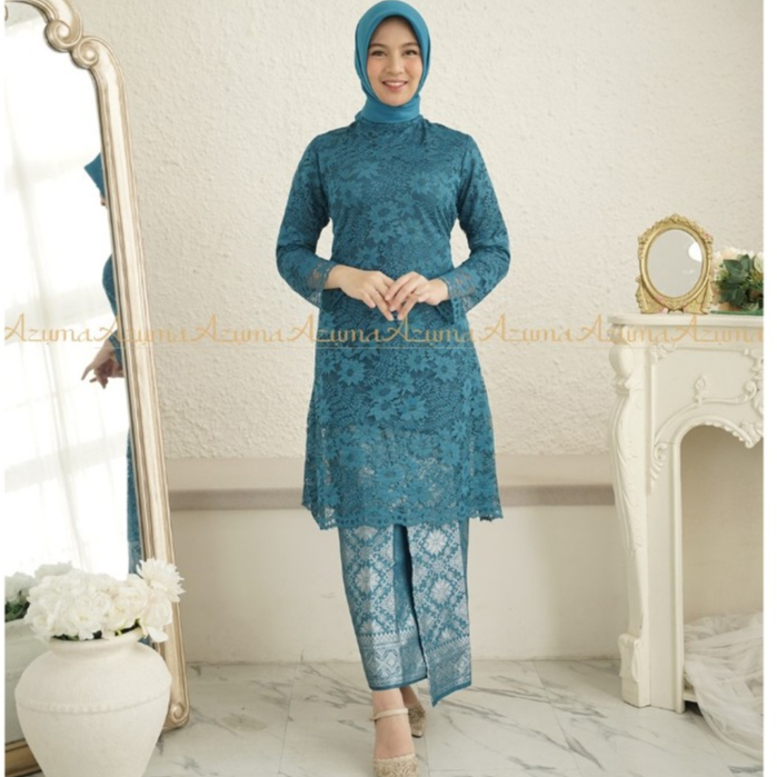 Setelan Kebaya Tunik Brokat Rok Songket Lilit Kebaya Pesta Kondangan Baju Kurung Brokat