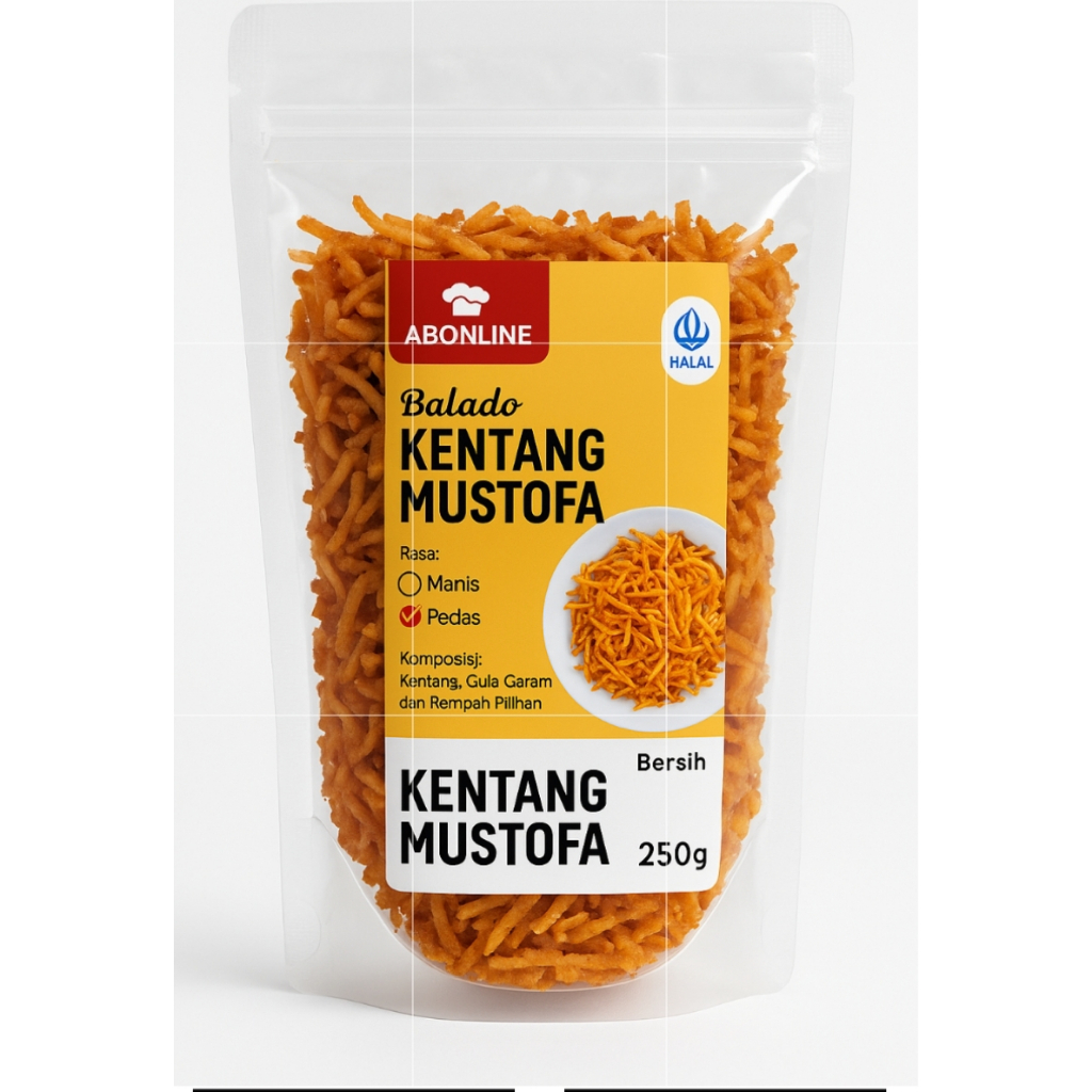 

Forcysn Kentang Mustofa Abonline 250Gr - Pedas Manis Daun Jeruk Renyah Gurih Tahan Lama