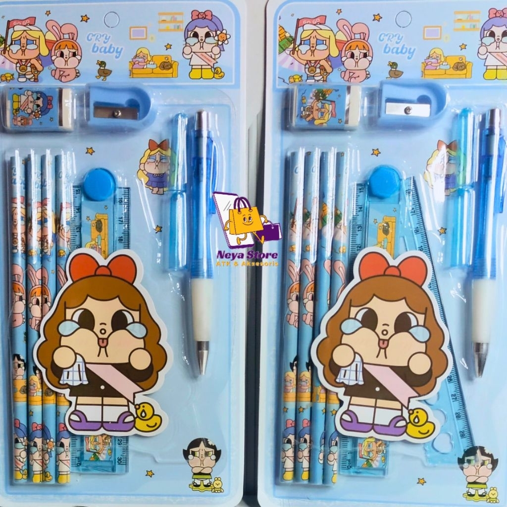 

Stationary Set Bentuk Kotak Motif CryBabay Alat Tulis Anak Set 10 in 1 Karakter Cry Baby Pouch Pensil Set Murah dan Lucu