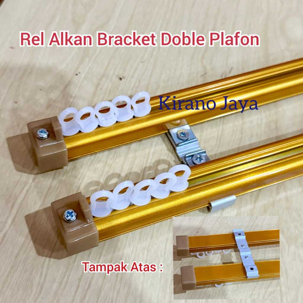 Rel gorden plafond Double Sambungan - Rel Hordeng Plafon Atas Ganda Oval - Batang Gorden Nempel Plaf