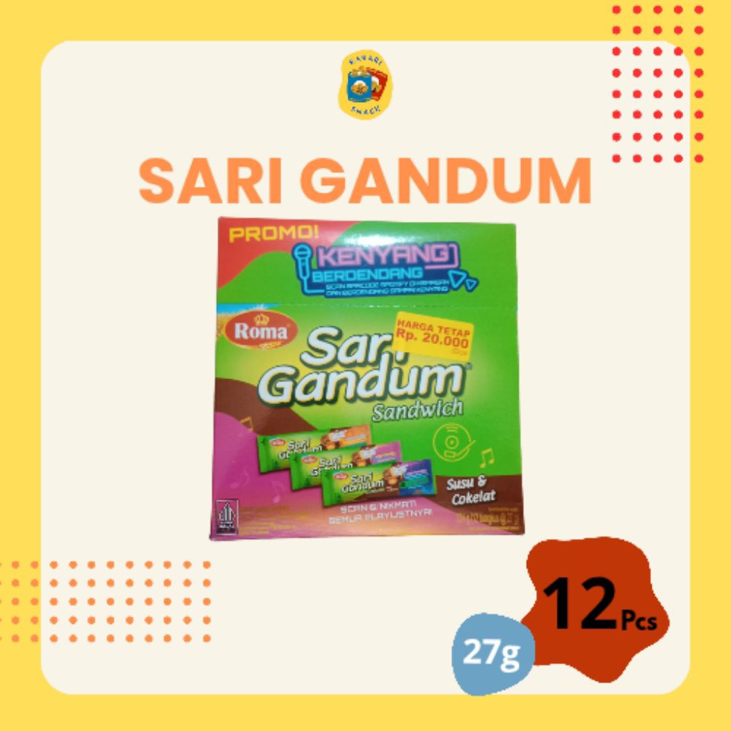 

RS Sari Gandum Sandwich (27g) rasa Coklat isi 12pcs
