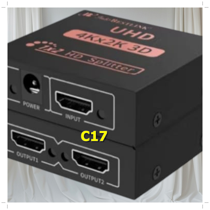 C17 Hdmi Splitter 2 Port / Hdmi Splitter 1 In 2 Out  SPLITTER PORT 1 INPUT HDMI FOR IN OUT CCTV VIDE