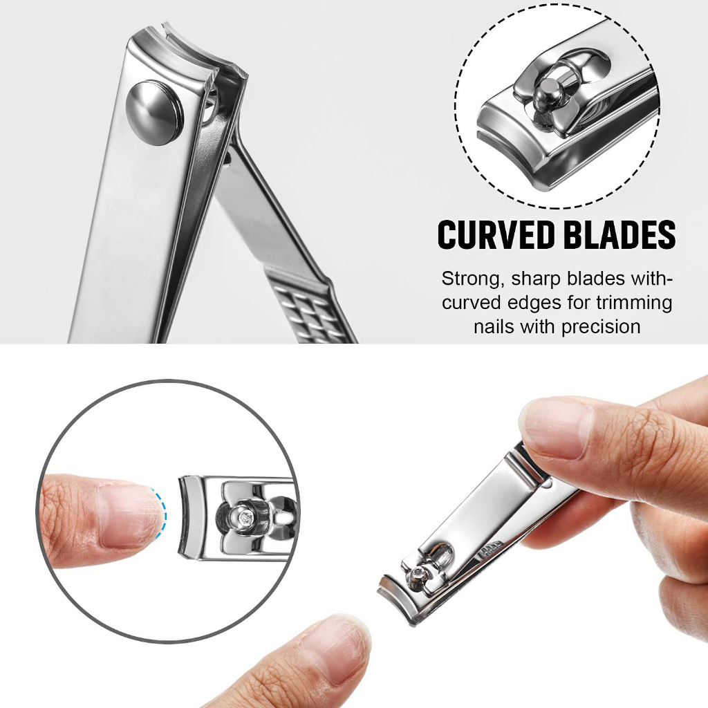 Gunting Kuku Kaki Tangan Stainless Steel Besar Silver Hitam Black Manicure Tajam Medium Large Jumbo Besar