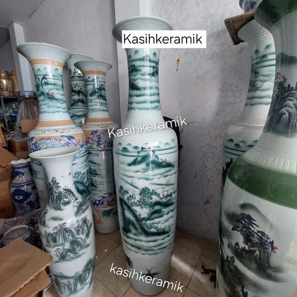 1 pcs Guci keramik kansai super tinggi/ 210 cmpajangan guci sudut ruangan hotel/hiasan guci jumbo im