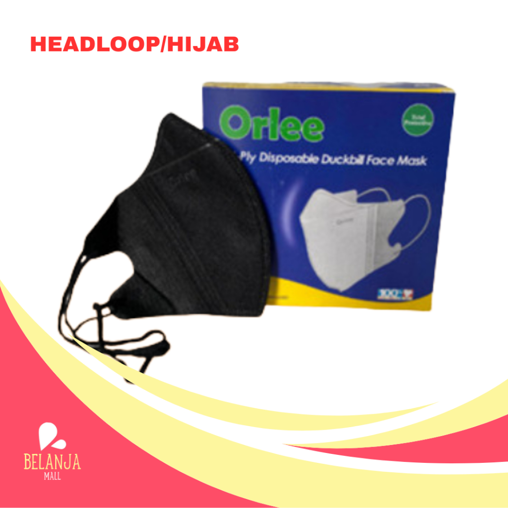 belanjamall 1BOX (50 PCS) Masker DUCKBILL Orlee HEADLOOP ISI 50 ORIGINAL 3PLY HIJAB S3627