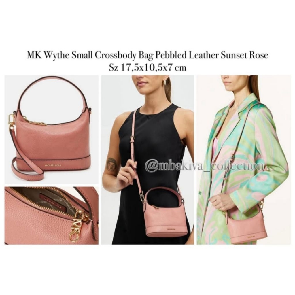 MK Wythe Small Crossbody Bag Pebbled Leather Sunset Rose