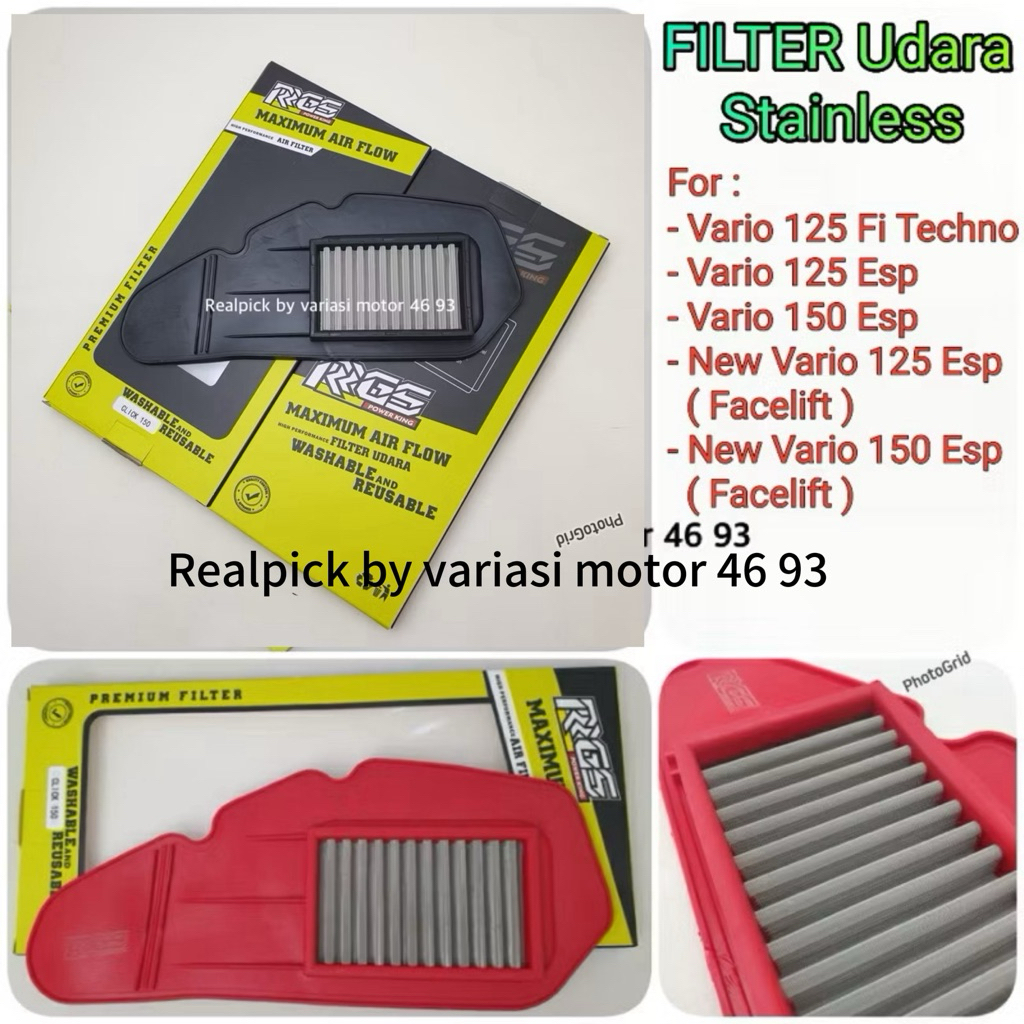 filter saringan udara stainless vario 150 new dan old / vario 125 new dan old RGS THAILAND