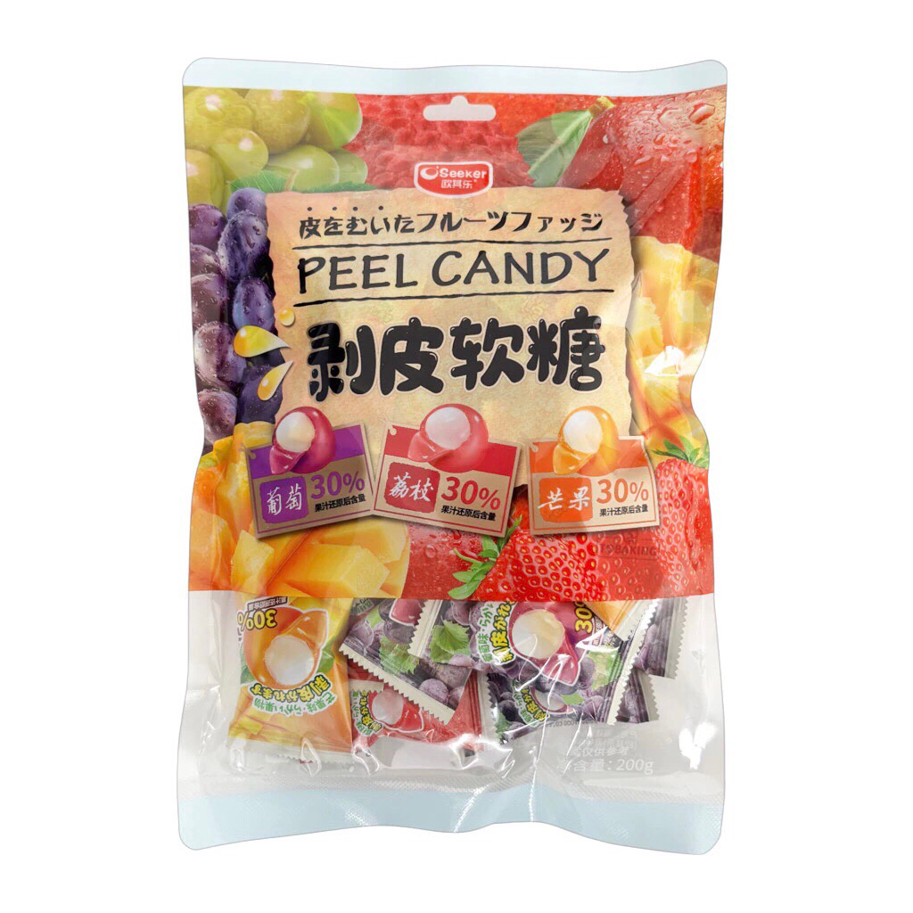 

Permen Lunak Buah Kupas Aneka Buah Lici Anggur Mangga Seeker Fruit Peel Candy Gummy Jelly Grape Lychee Mango