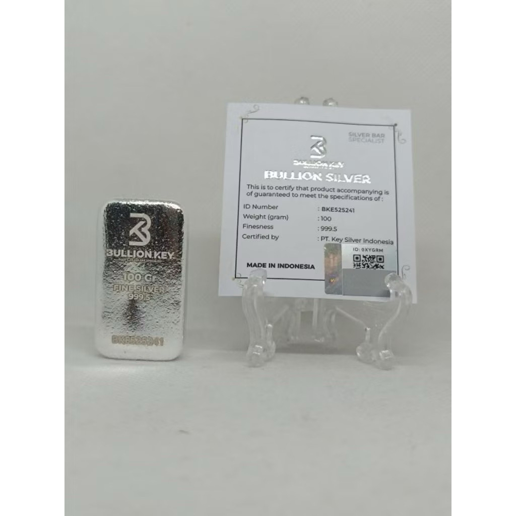 Perak 100 Gram Batangan Bullion Key Fine Silver 999