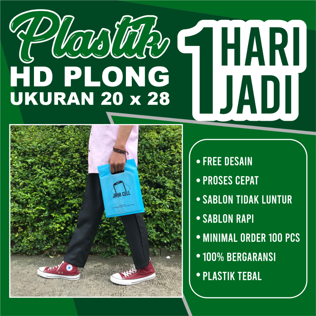 

(Isi 100 pcs) Plastik Sablon Plong HD ukuran 20x28 FREE DESIGN bisa COD