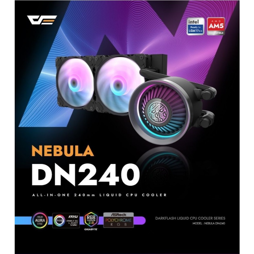 DARKFLASH DN240 AIO LIQUID CPU COOLER - ARGB Liquid CPU Cooler 240mm Water Cooling