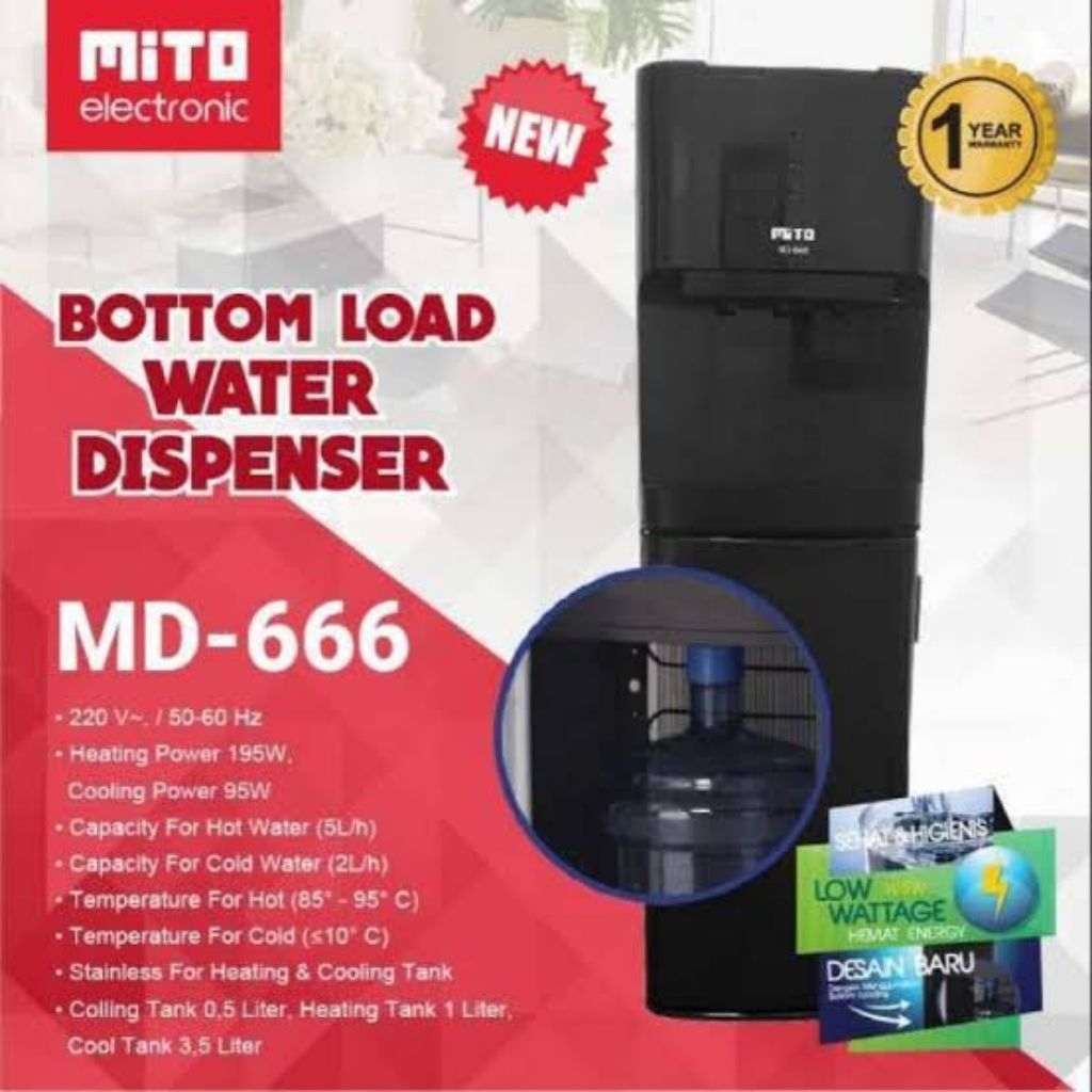 Dispenser Mito MD 666 Dispenser Galon Bawah Mito MD-666 Hot Normal Cold MD666 Mitochiba