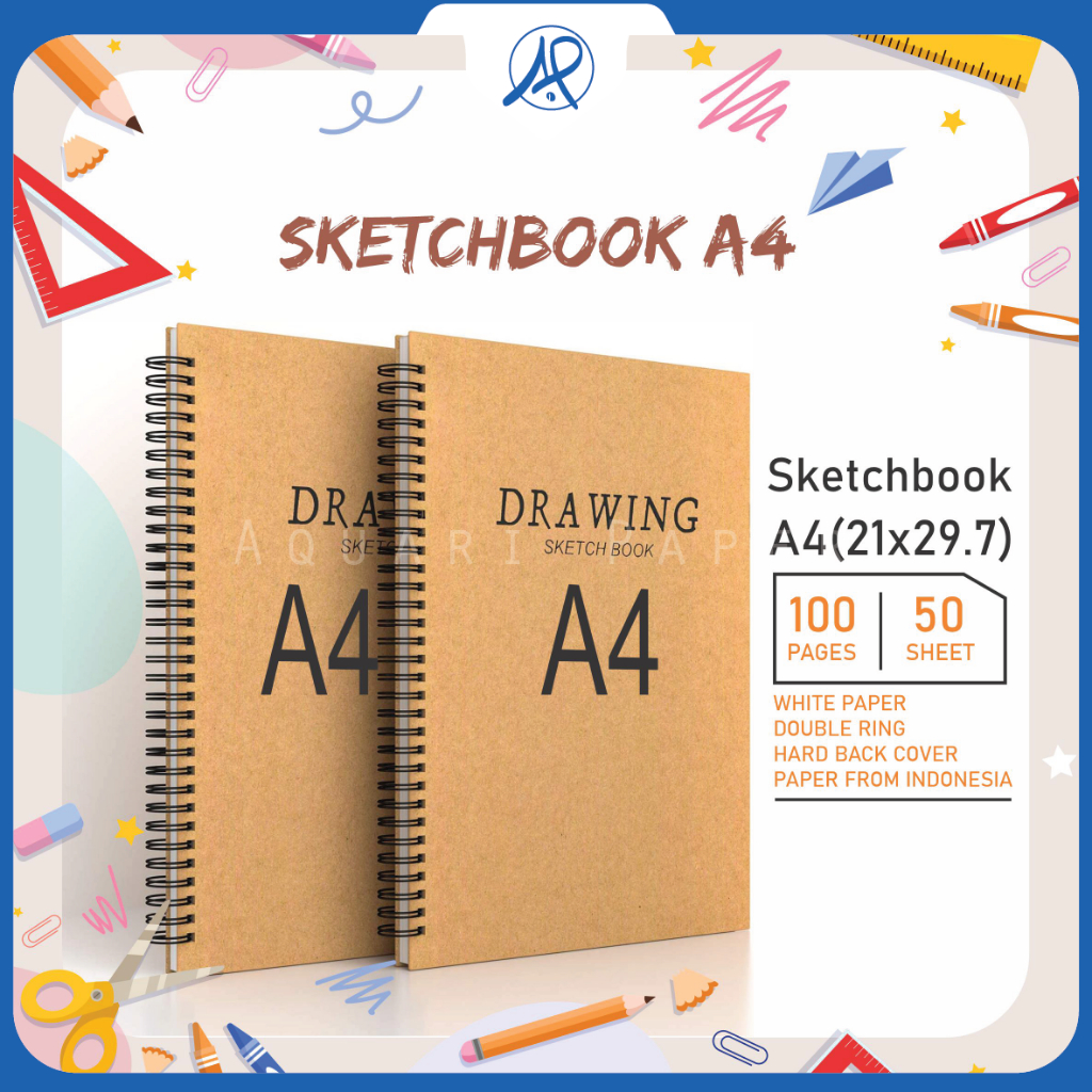 

SKETCHBOOK A4 JILID SPIRAL POLOS/BUKU SKETSA A4 COVER COKLAT - ISI HVS 80 gsm