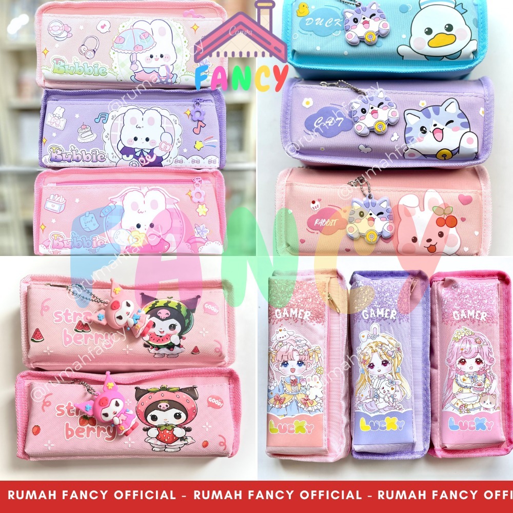 

Tempat Pensil Sleting IMPORT + Gantungan 2 SLETING Premium Pensil Case Resleting Anak Unik Lucu Murah