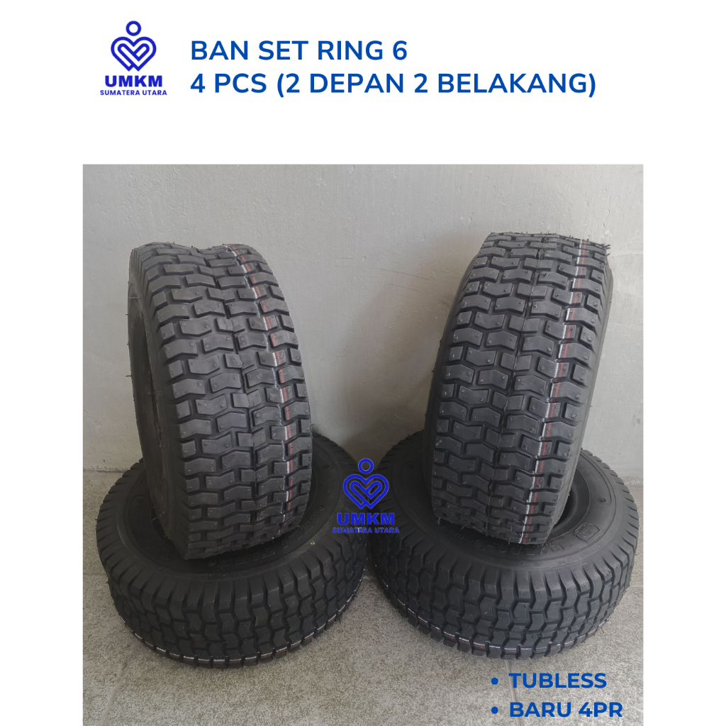 Ban Set 4 pcs 2 depan 2 belakang tubless uk 13x5.00-6 4pr Ban ring 6 / Motif Dadu / ban atv / Ban Go