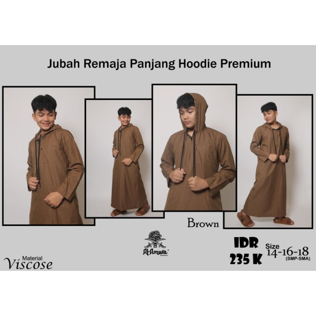 AL AMWA PREMIUM BAIZHAN jubah hoodie anak remaja lengan panjang polos gamis anak tanggung