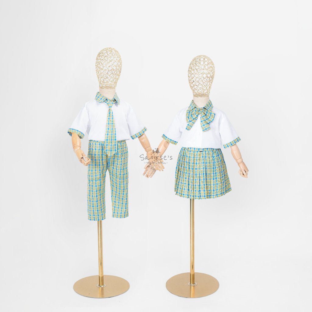 SAOIRSE'S Haruto Uniform - Seragam Sekolah Anak PAUD/TK Perempuan Laki-Laki Kotak Korean Grosir
