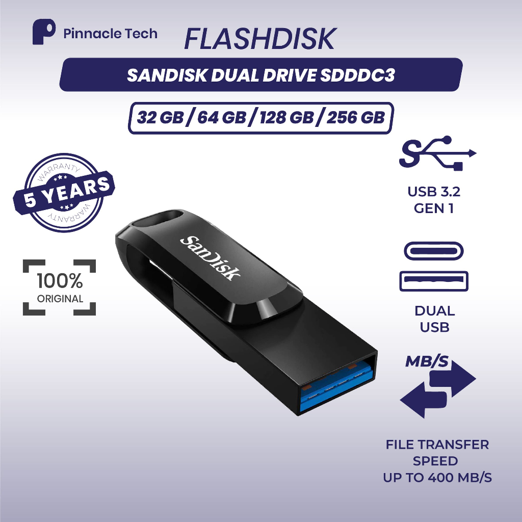 Flashdisk SanDisk OTG Type C USB 32GB/64GB/128GB SDDDC3 Original