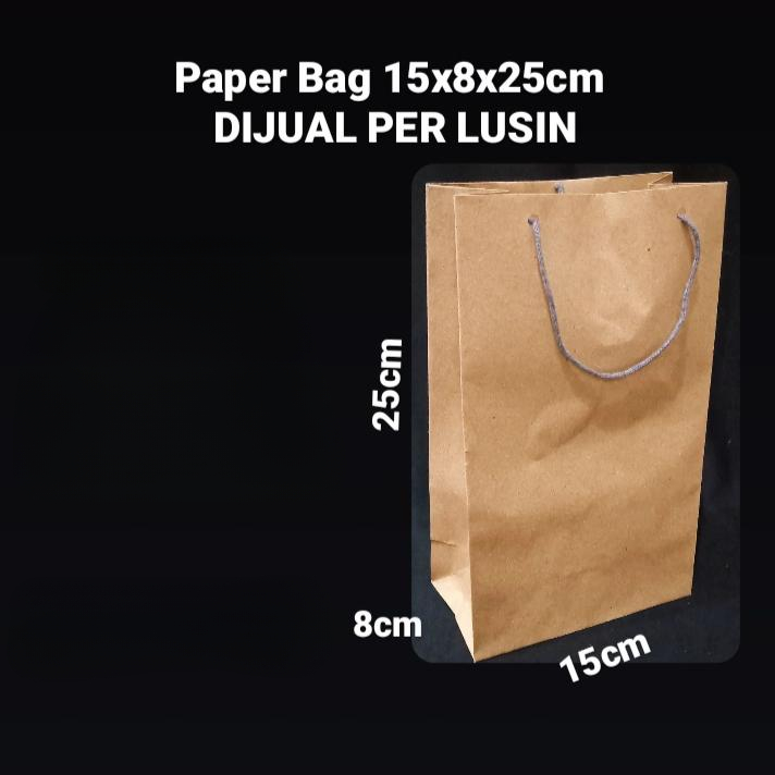 

Tas Pembungkus Paper Bag Aestetik Warna Coklat Polos Ukuran 15x8x25 Cm