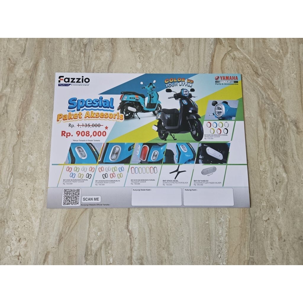 brosur katalog motor yamaha fazzio grand filank hybrid parts and acccessories 2024 flyer