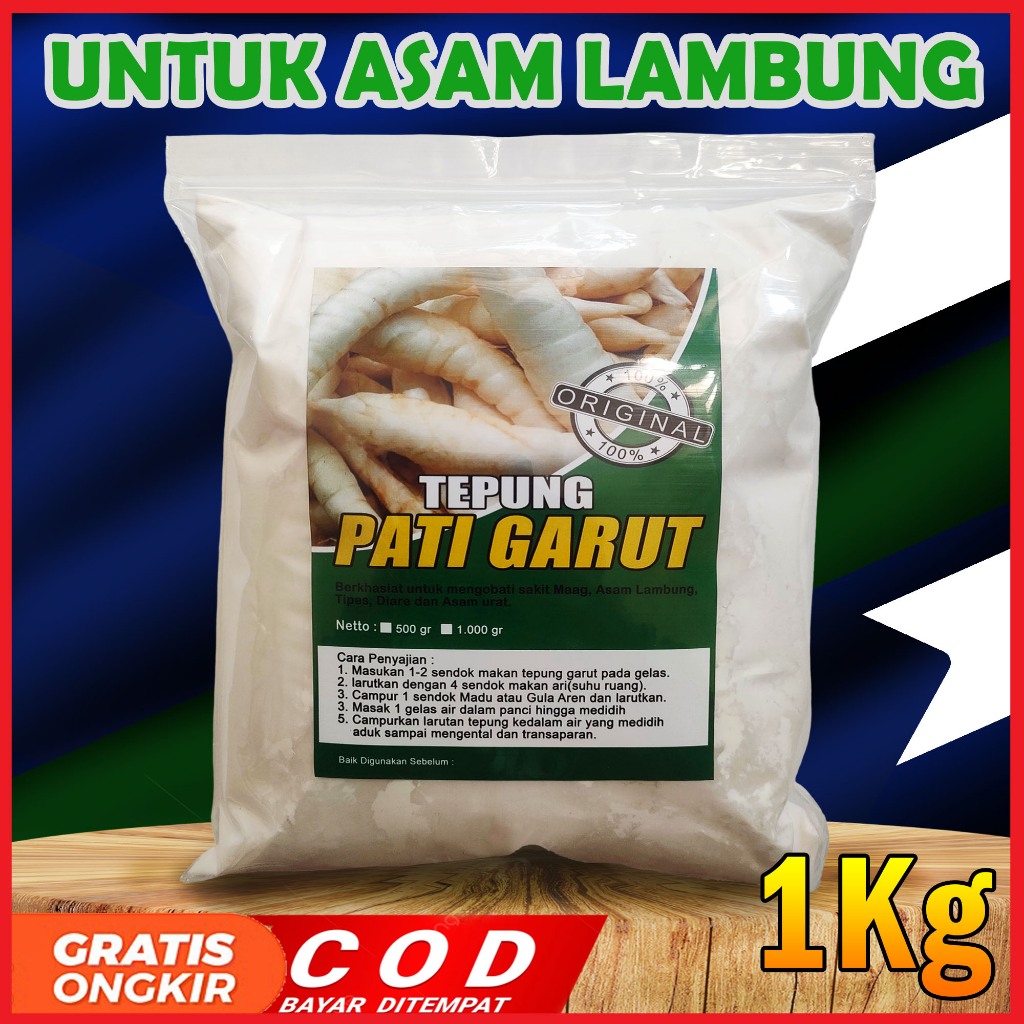

TEPUNG GARUT UNTUK ASAM LAMBUNG ASLI ALAMI TANPA CAMPURAN / TEPUNG PATI GARUT 1KG PREMIUM