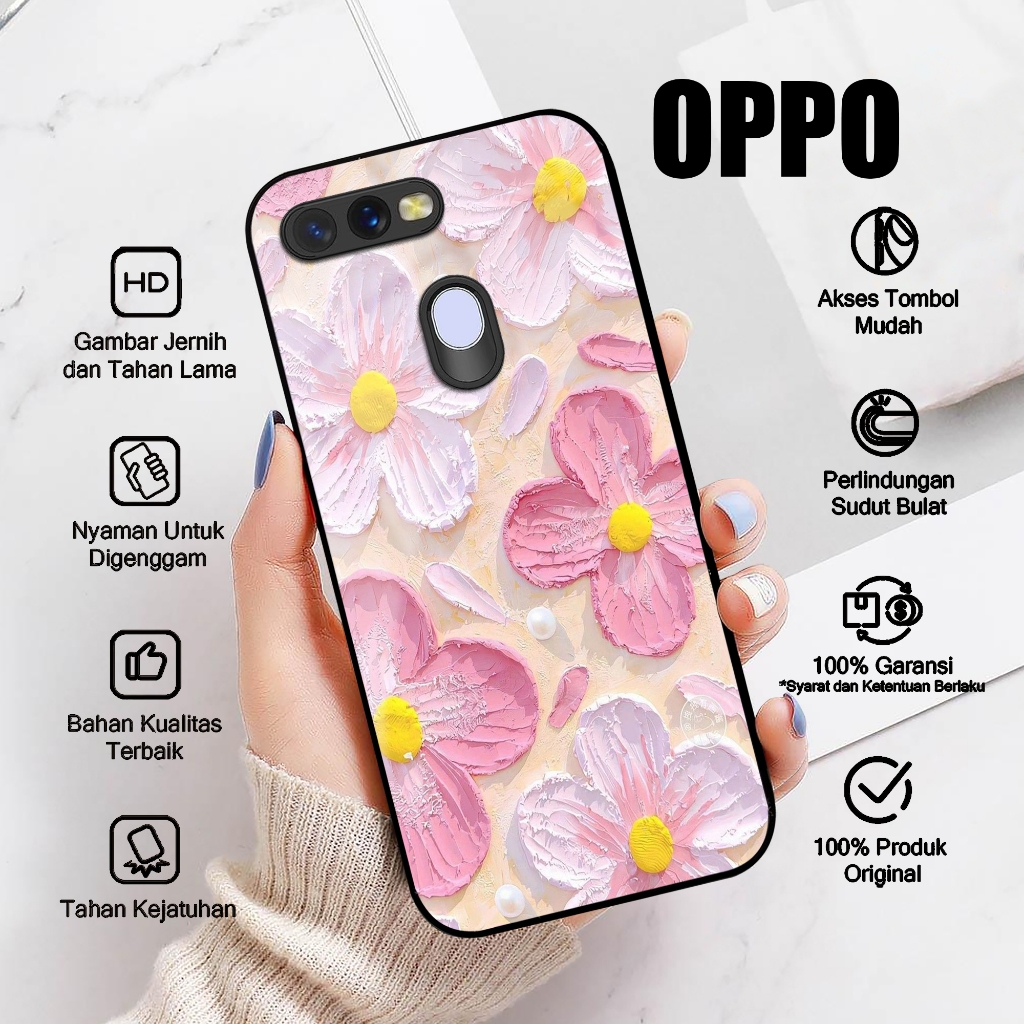 Case OPPO A5S OPPO A7 Casing OPPO A11K OPPO A12 A7X A12E A12S Motif BUNGA ART Softcase Glossy Hardca