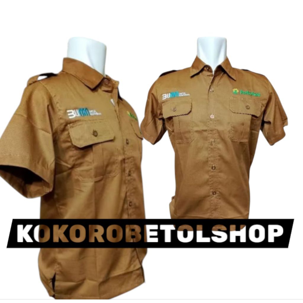 KEMEJA PERHUTANI PDK COKLAT PDH SERAGAM PERHUTANI KANTONG DUA ATASAN PERHUTANI