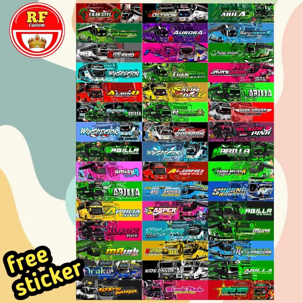 

(free sticker)CETAK PAKET STIKER BUS ORIGINAL HOLOGRAM 45 PCS Campur TERMURAH / STIKER BUSMANIA VIRAL / STIKER BUS ARTIS STIKER BASURI TELOLET