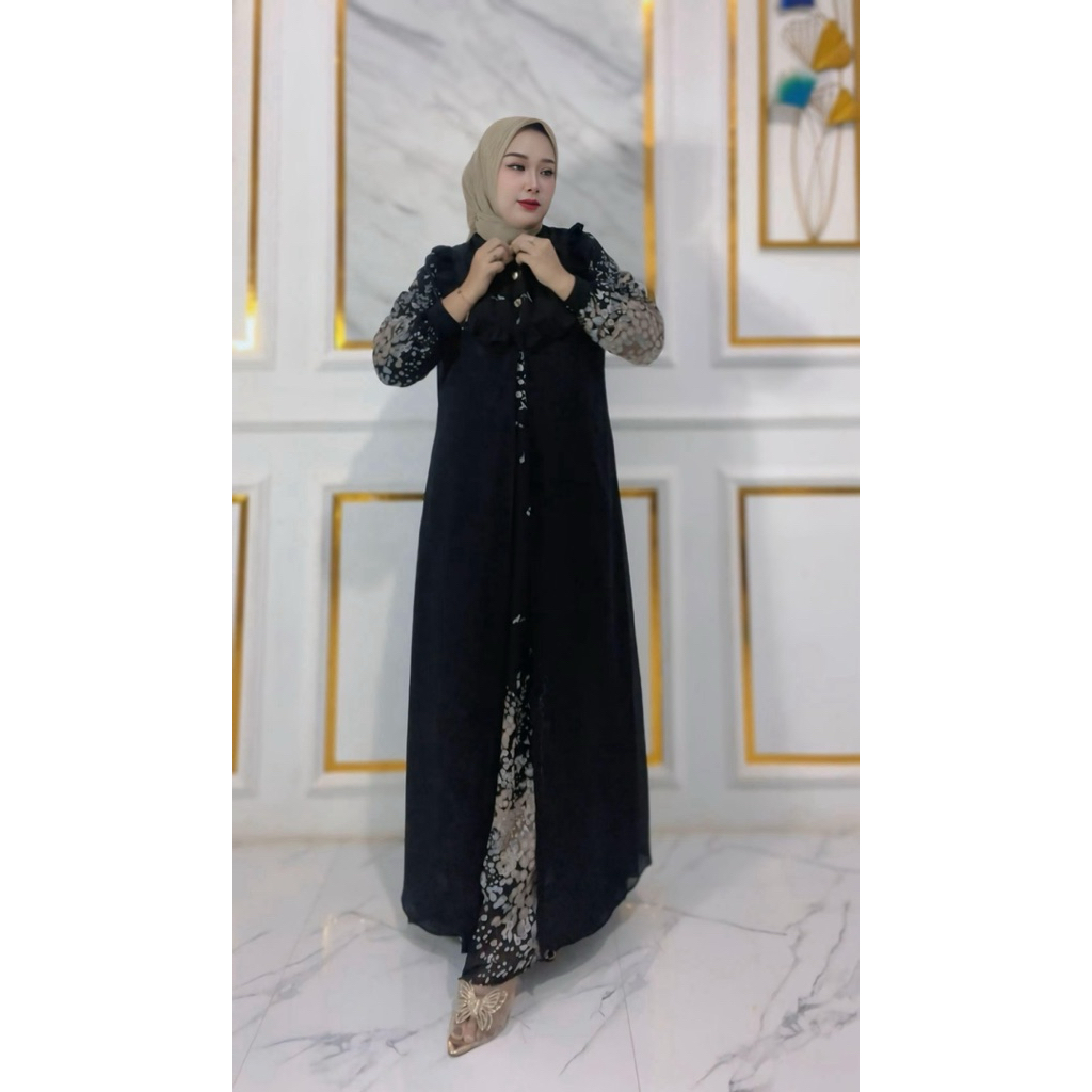 MIDI Shakiraa Sultan Dress premium ceruty kombinasi motif ceruty terbaru gamis wanita elegan