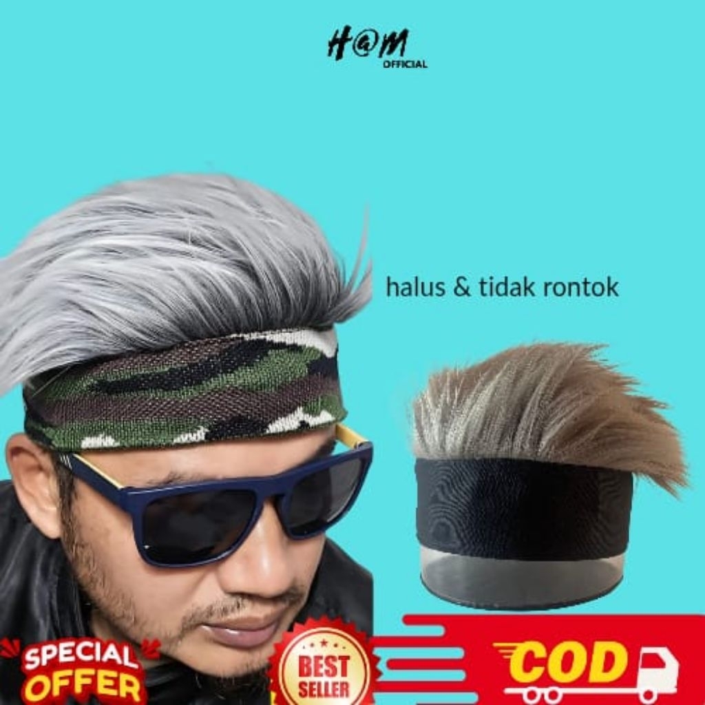 Topi rambut Palsu cosplay, wik rambut palsu halus tidak rontok