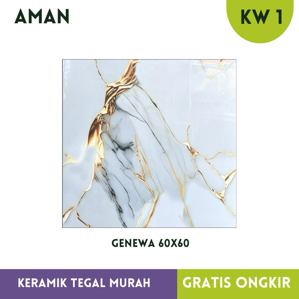 Granit motif Emas 60x60 TERMURAH AMAN Genewa Gold KW1