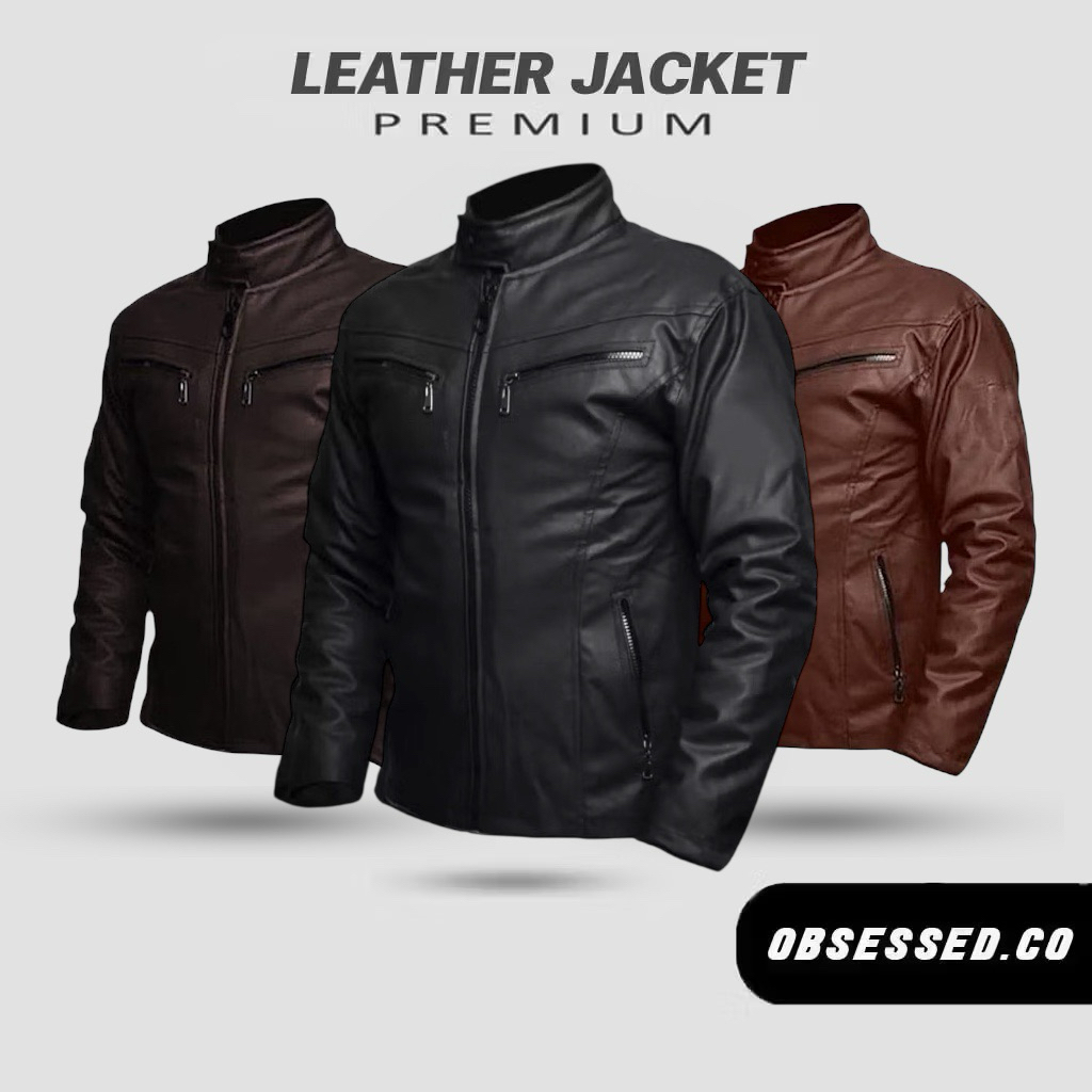 Jaket Kulit Motor Pria Elegan Jaket touring pria kulit / Jaket Kulit Pria Sintetis / Jaket Kulit Mot