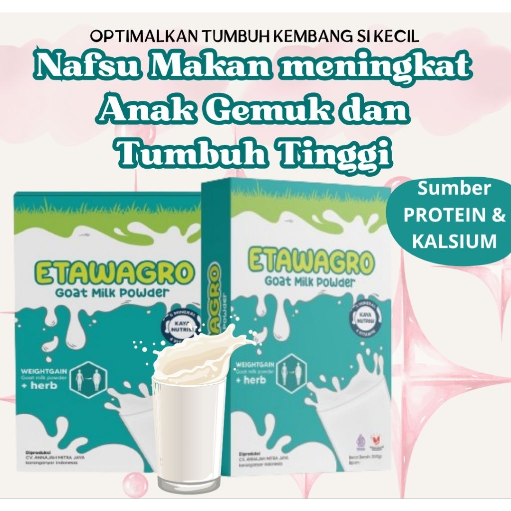 

PAKET 4 BOX ETAWAGRO WEIGHT GAIN susu penggemuk dan peninggi badan BPOM susu tulang sendi susu kambing etaway