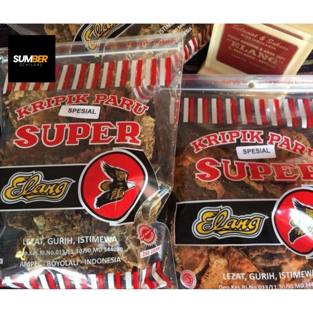 

keripik paru sapi super cap elang 250 gram
