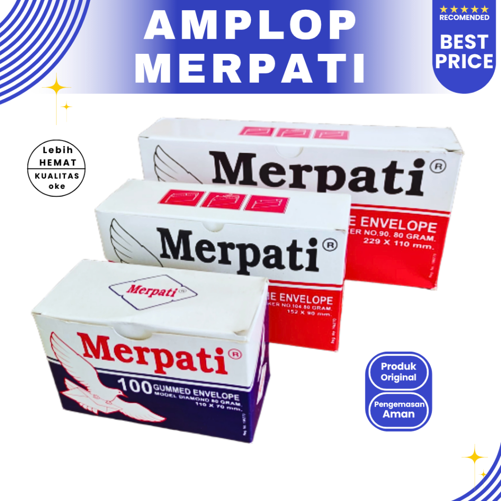 

MERPATI Amplop uk.110x70 mm/90x152 mm /229x110 mm 1 Pack (100 Lembar)/80 GSM