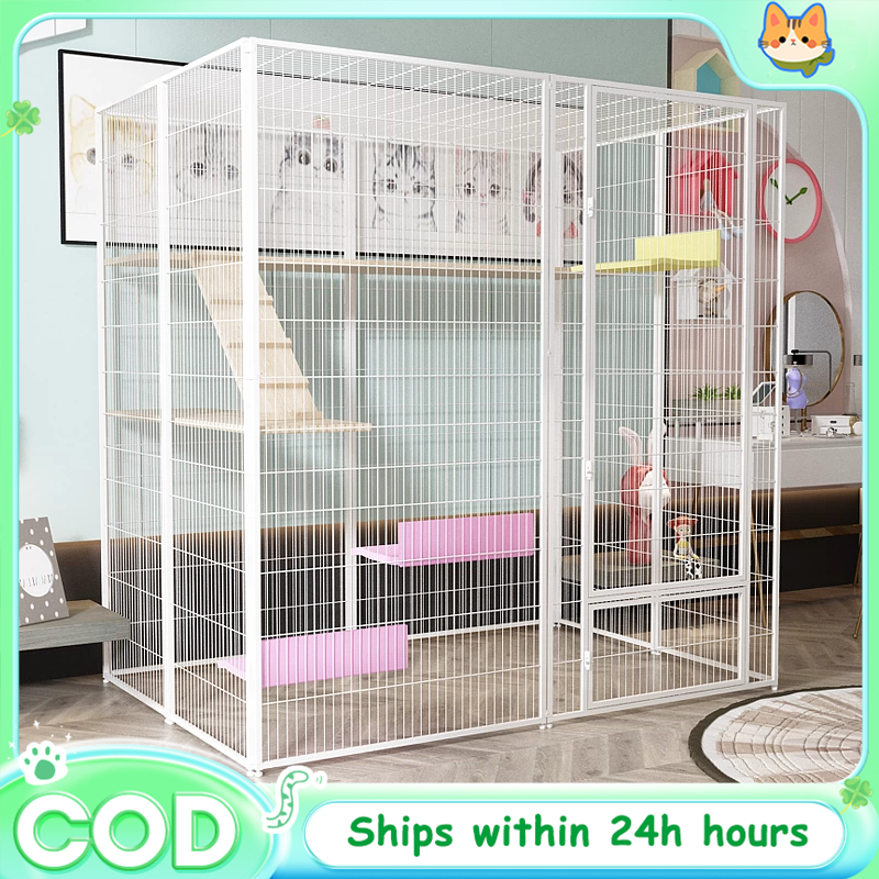 GREENPETS Kandang kucing besar rumah kucing Vila Kucing Kandang Kandang Hewan Pagar Besi Hamster