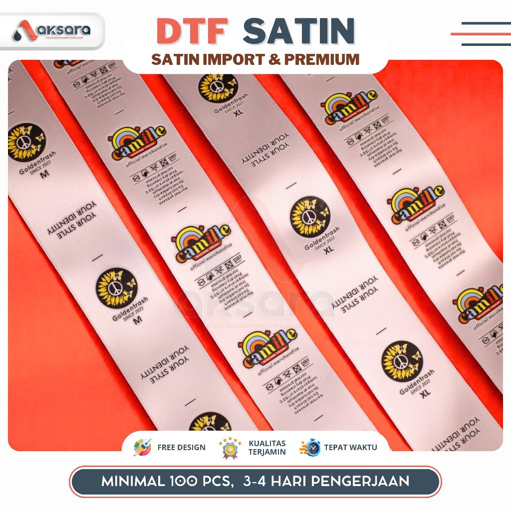 

2 PCS LABEL SATIN IMPOR / LABEL SATIN CENTER GOLD/ (DTF )