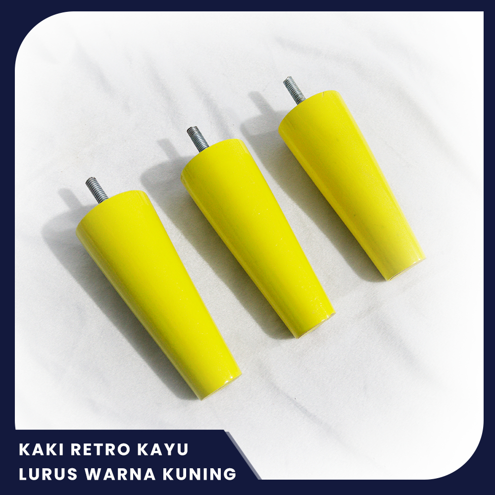 KAKI RETRO KAYU LURUS WARNA KUNING BAUT 15 CM - BAHAN BAKU SOFA/AKSESORIS SOFA/FURNITURE