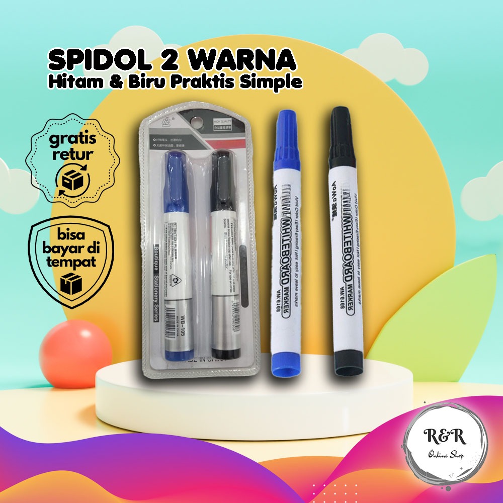 

Spidol Praktis 2 Warna Hitam & Biru Boardmarker Spidol Whiteboard Permanent Spidol Tulis Papan Anti Bocor