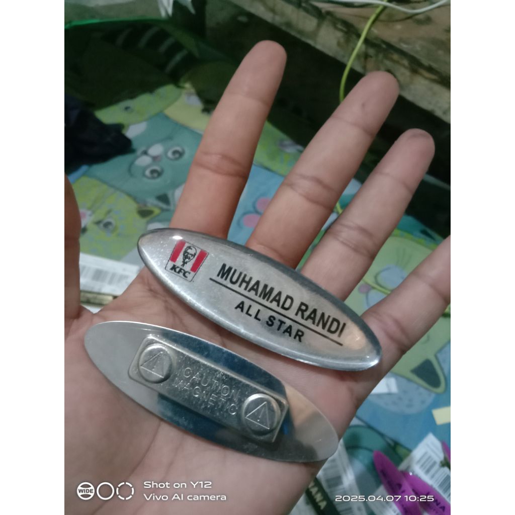 

Nametag/ Nama Dada Stainless oval 2,5x8 cm