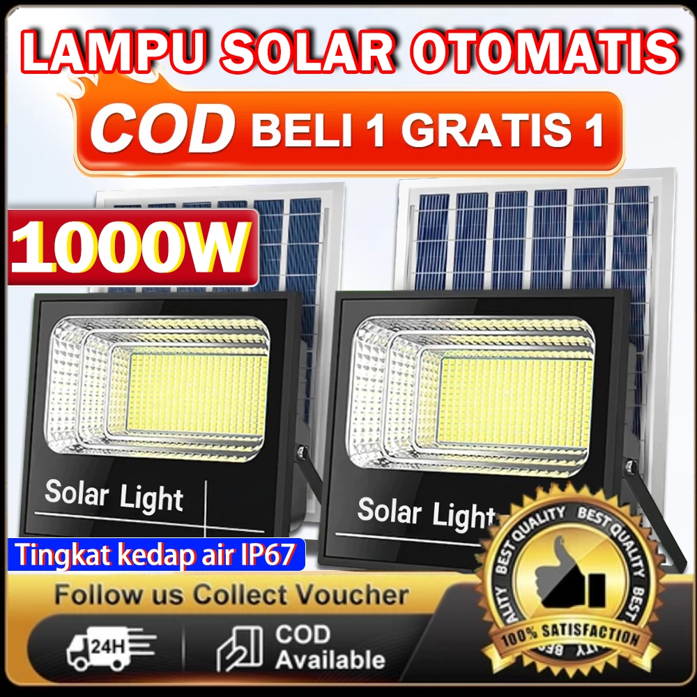 BELI 1 GRATIS 1-LAMPU TENAGA SERYA LED 1000W SOLAR LIGHT IP67 TINGKAT KEDAP AIR LAMPU SOROT SOLAR OU