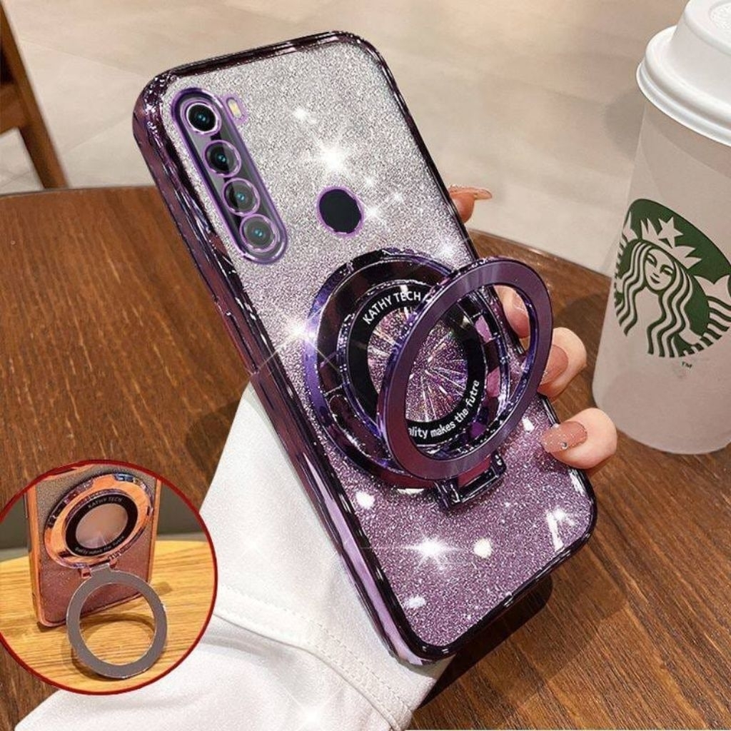Casing Redmi Note 8 Soft Case Ring Standing Glitter Mangsafe Terbaru