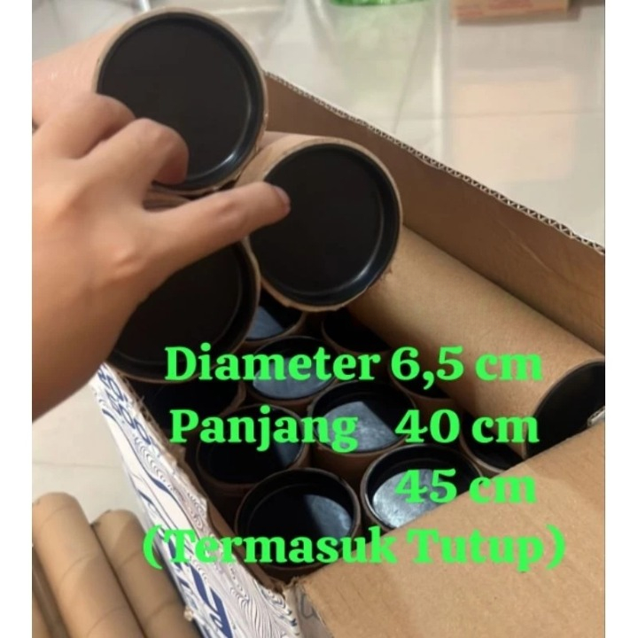 Selongsong Inst Tabung Packing Paper Core Diameter 6,5 x 40,45 Cm Sudah Dengan Tutup