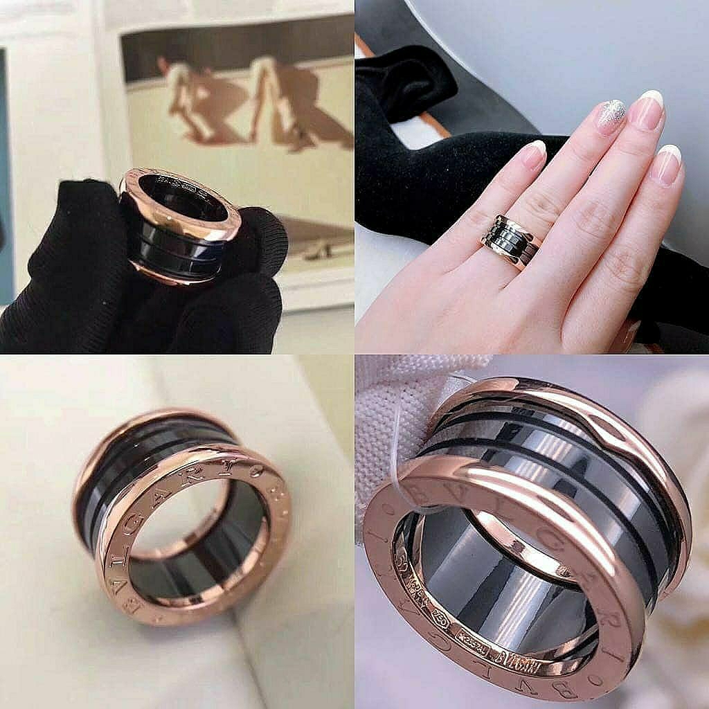 Cincin Rosegold Hitam Cincin Bvl Zero Cincin Bulgar Mirror Premium Cincin Wanita Brand Mewah