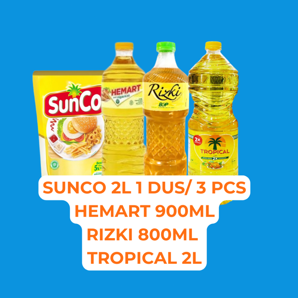 

MINYAK SUNCO 2L/TROPICAL/RIZKI/HEMART/FITRI 1 DUS